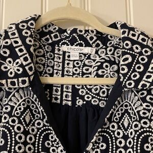 Chico's Navy and White Eyelet Maxi dress